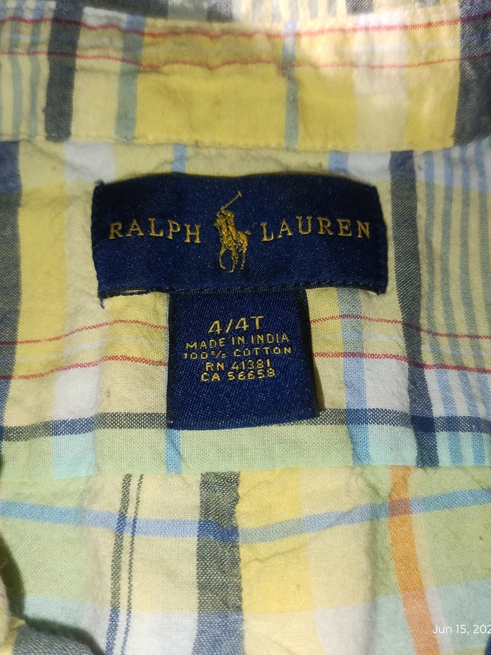Ralph Lauren Blue Label Plaid Short-Sleeve Button-Down Shirt Size 4/4T